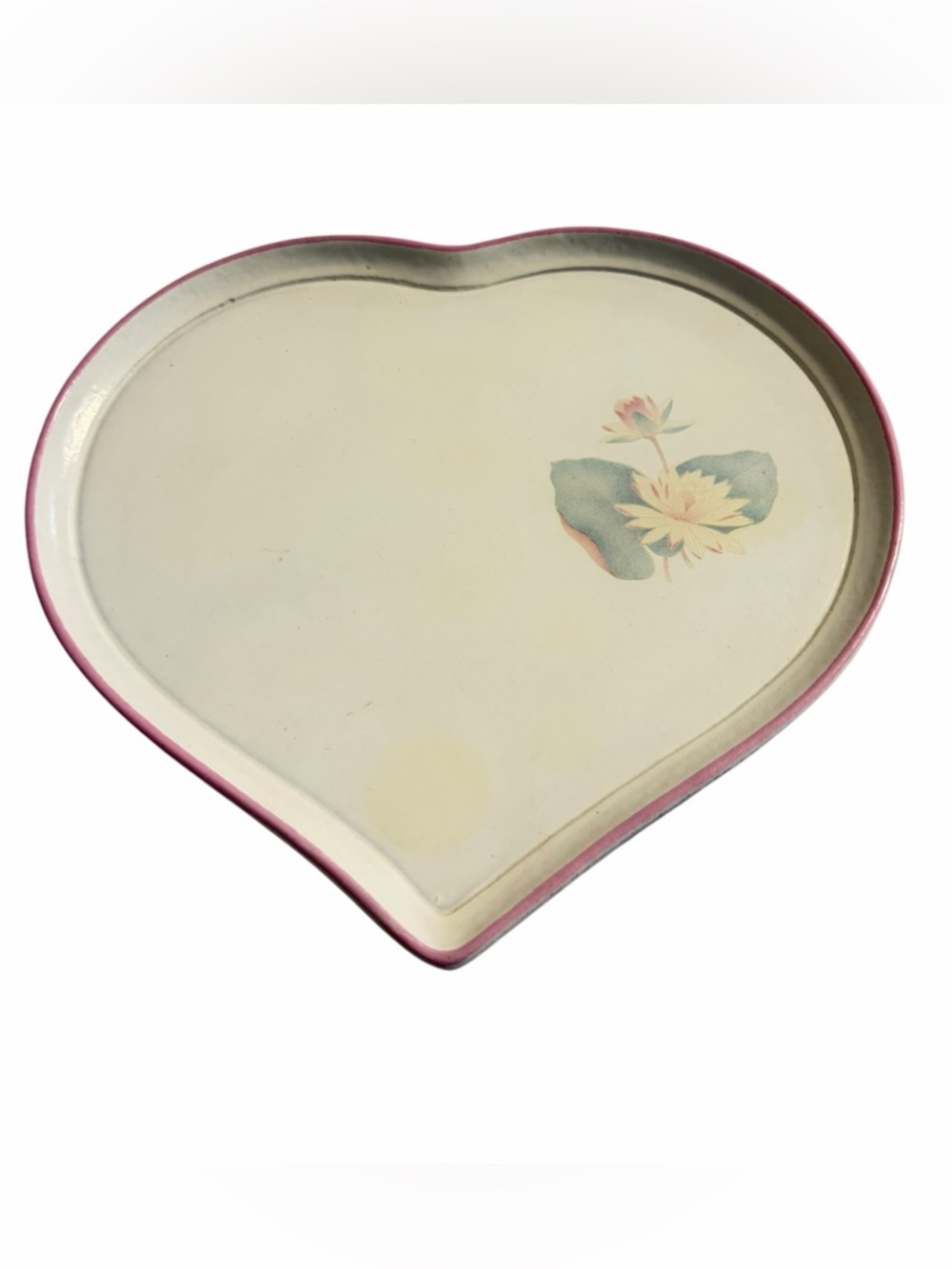 Italian Heart Shaped Melamine Tray With Lotus Flower Used As A Vanity Tray